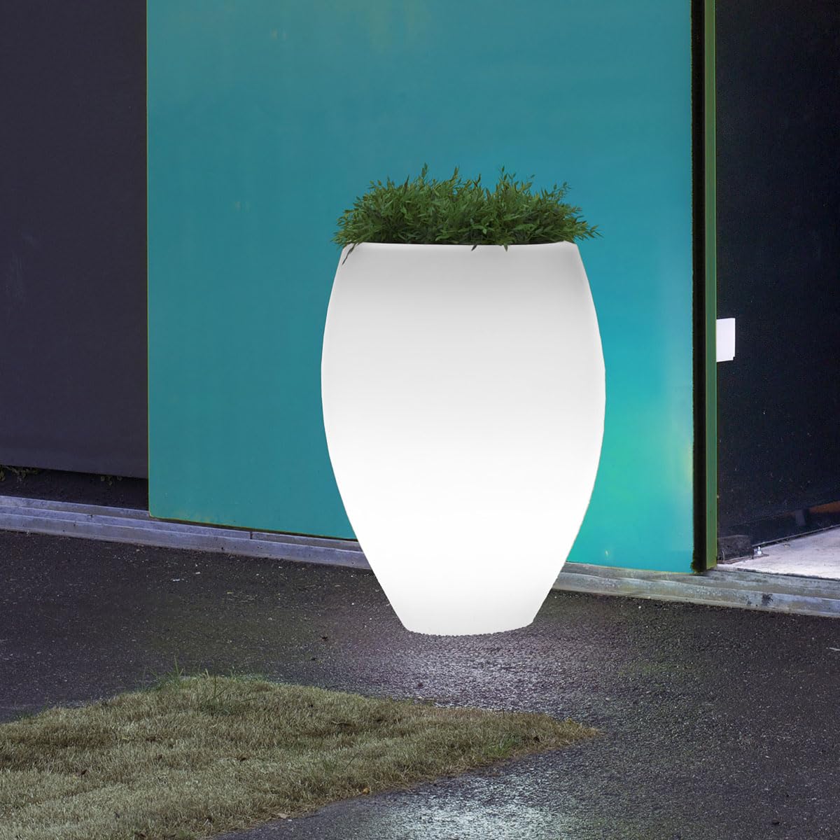 newgarden Blumentopf für den Außenbereich mit LED-Licht, 44 cm, kabellos, ohne Kabel, wetterfest, für Garten, Terrasse und Innenbereich, aus Polyethylen – Aloe 45