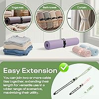 Vista 6 de Silicone Cable Ties Reusable, Elastic Wire Organizer Ties, for Charging Cables, Electrical Cords, Computer Wires, USB Data Cable Management, Cord