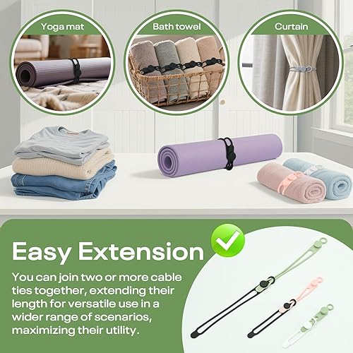 Miniatura 6 de Bridas de silicona reutilizables, organizadores de cables elásticos, para cables de carga, cables eléctricos, cables de computadora, gestión de