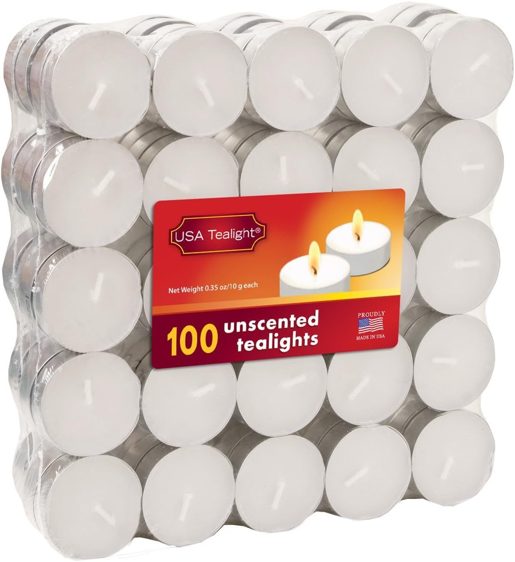 White Unscented Tealights, 100-Pack