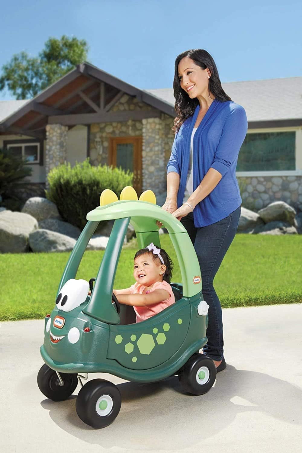 Little Tikes Cozy Coupe Dino - Gioco Cavalcabile, Poggiapiedi Rimovibile, Clacson Che Funziona Davvero, Interruttore di Accensione e Tappo del Serbatoio, età dai 18 Mesi in su