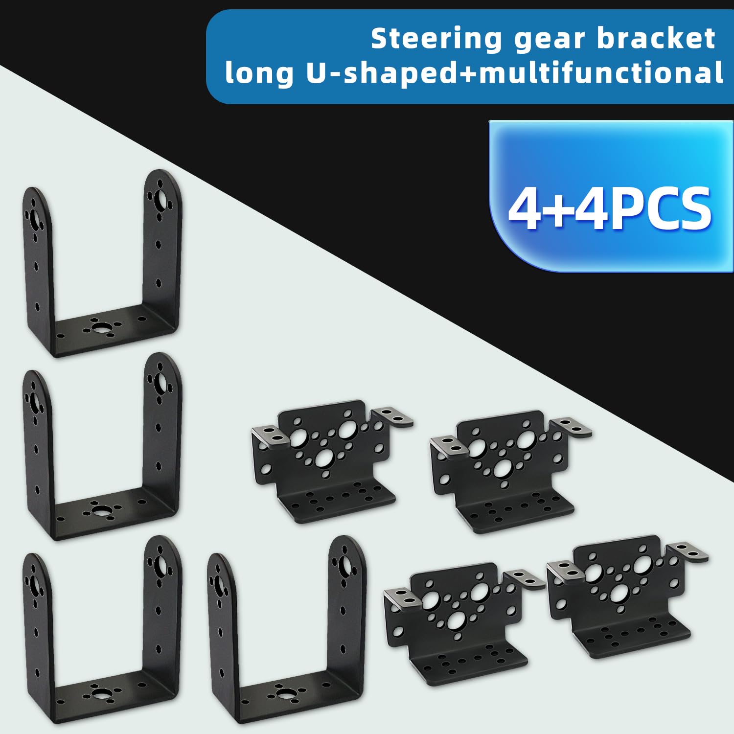 Staffa Supporto Per Servosterzo A Forma Di U/L – Adatto Per S3003, MG995, Colore Nero, Alluminio