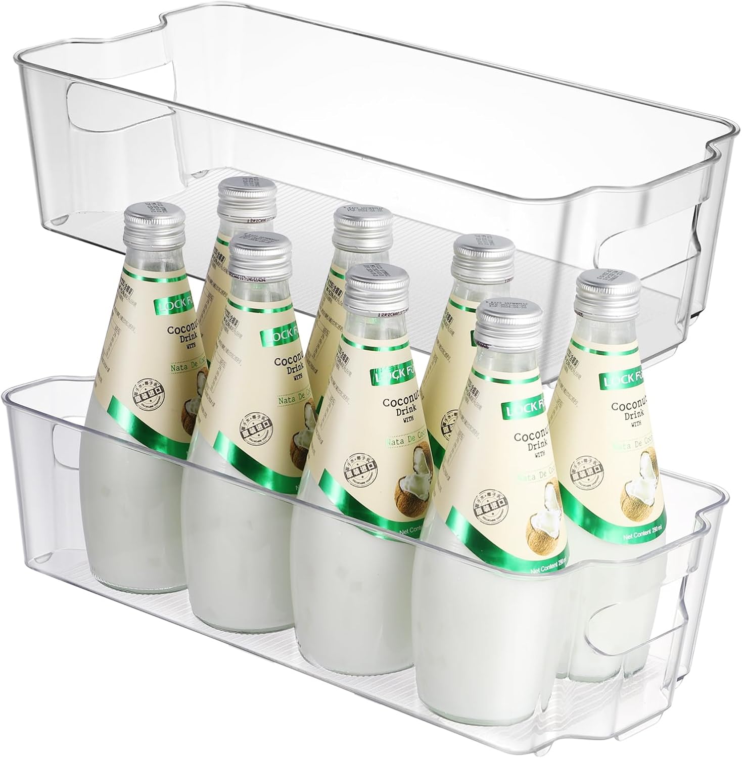 CherHome Refrigerator Organizer Bins，2PCS Plastic Storage