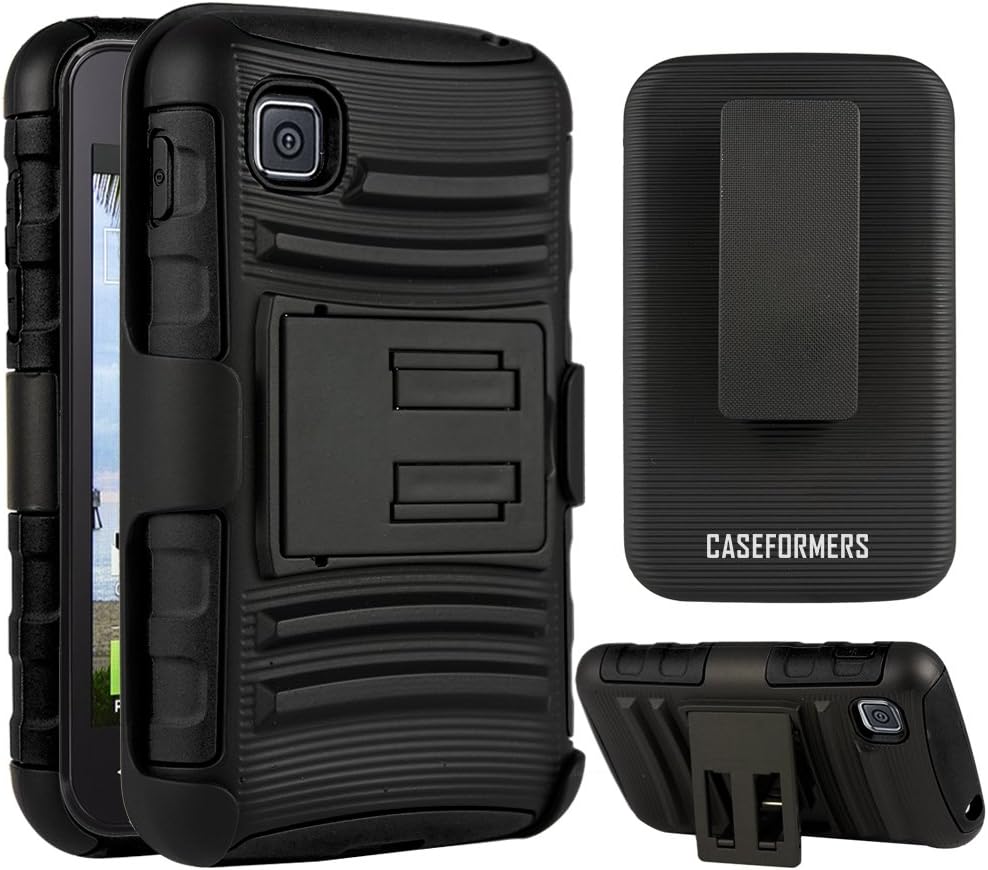 CASEFORMERS Duo Armor BLACK for LG Optimus Dynamic 2 (L39C) Combo Case with Stand and Holster
