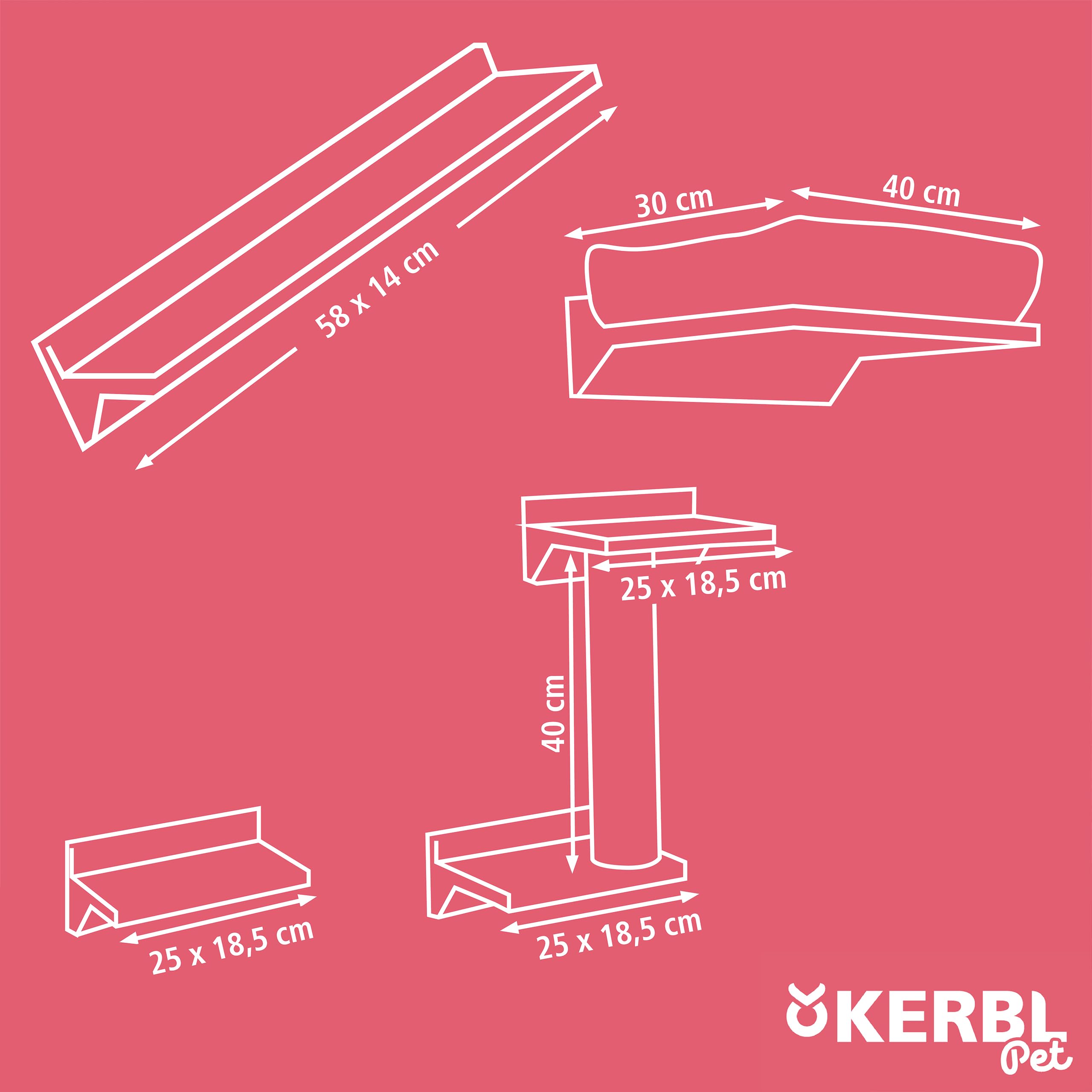 Kerbl Pet Parete da arrampicata Monte Prado, tiragraffi da parete, parete da arrampicata per gatti, tiragraffi da montare a parete, Cat Walk gatti, cuccia, sisal, beige
