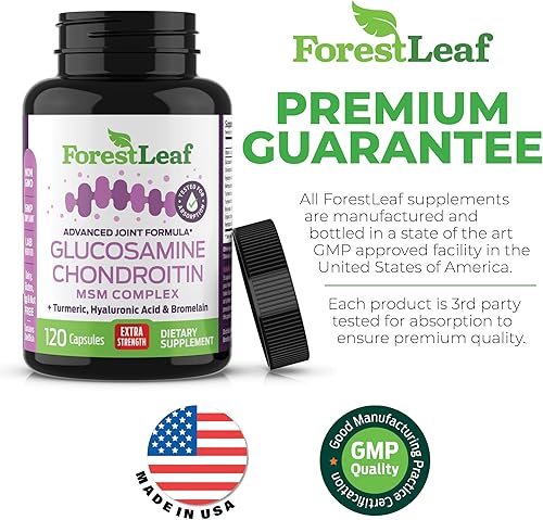 Miniatura 2 de Suplemento complejo de glucosamina condroitina MSM - Suplemento de apoyo articular de 1200 mg de triple fuerza para mujeres y hombres con cúrcuma,