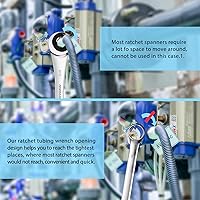 Vista 4 de LOSCHEN juego de 10 llaves y trinquetes (sistema SAE) de 10 piezas/set con 72 dientes, llave de tubo de trinquete de acero cromo vanadio