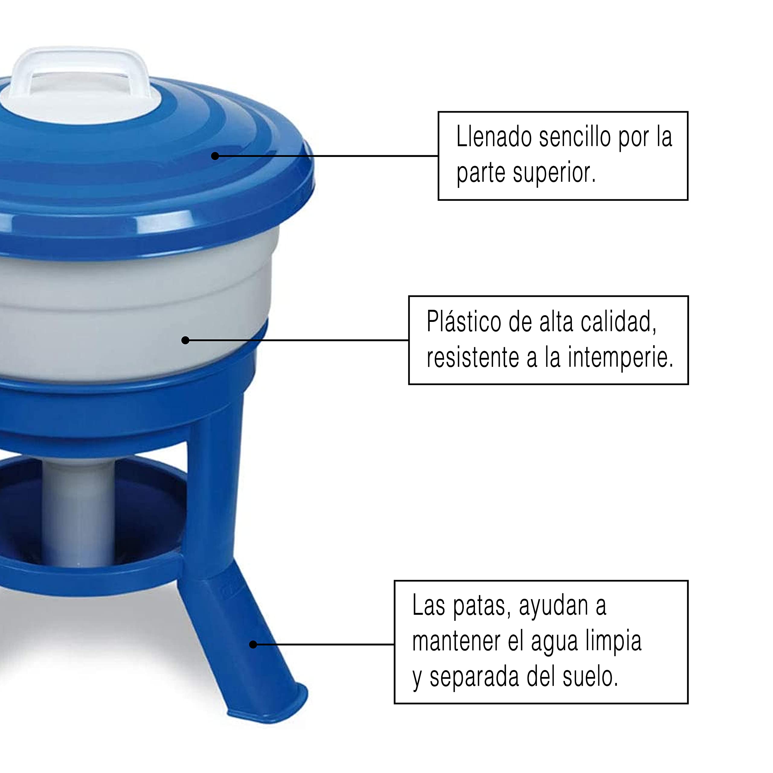 Bebedero Sifón Premium para Aves de Corral (30L) - Bebedero con Patas para Gallinas - Mantiene el Agua Limpia - Gran Capacidad