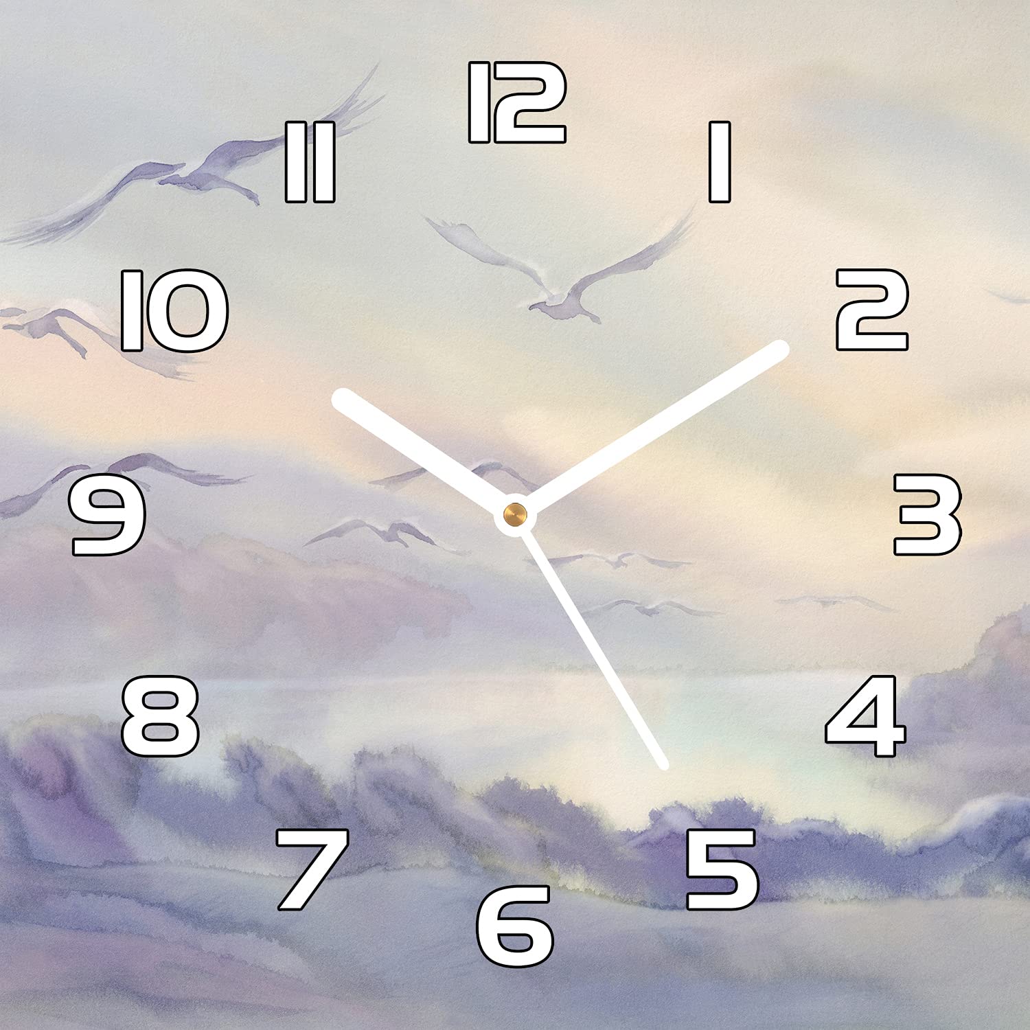 Horloge en verre 30x30 cm Voling Swans pour decoration murale de cuisine
