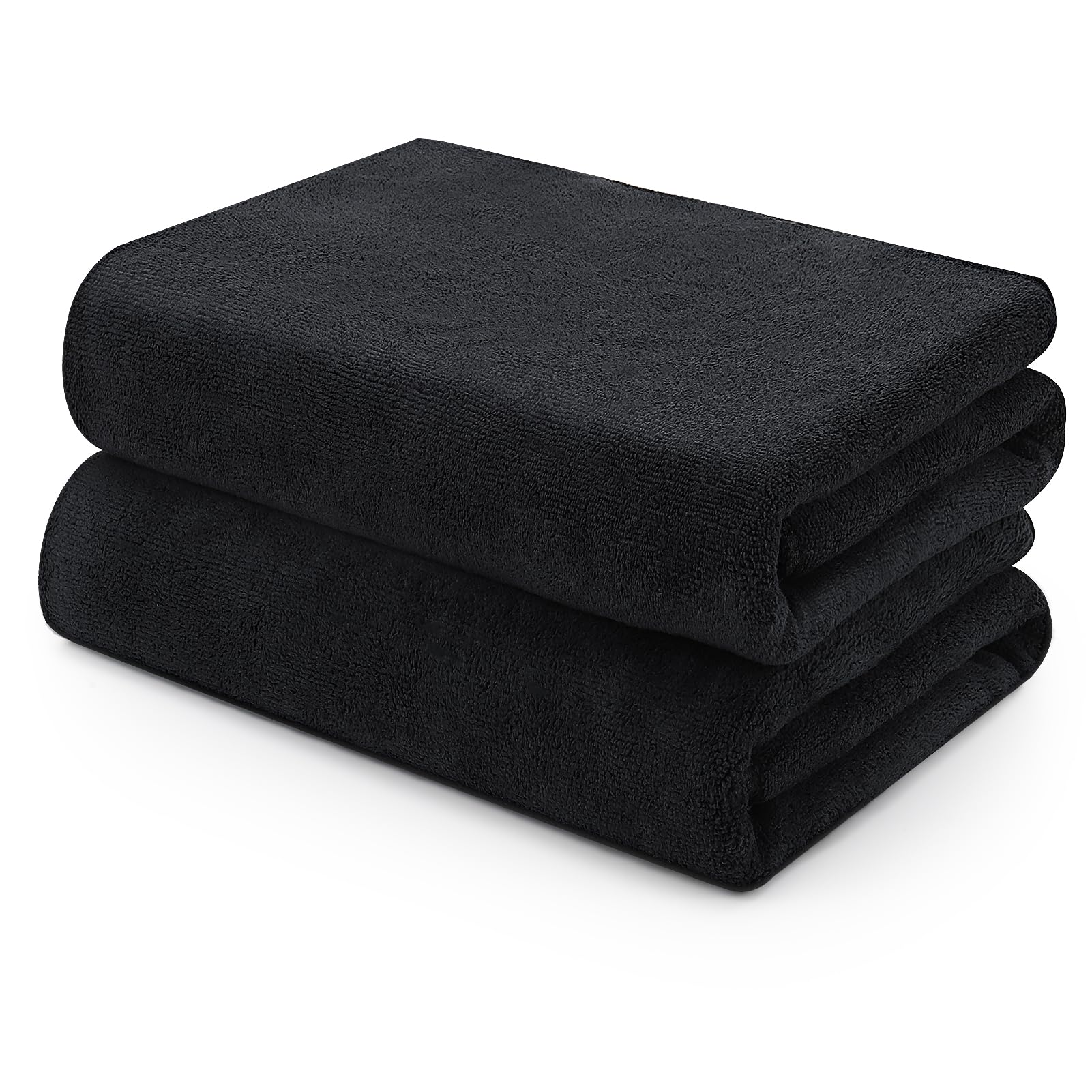 saerryor 2 Pack Microfibre Hand Towels for Bathroom, Black Hand Towel