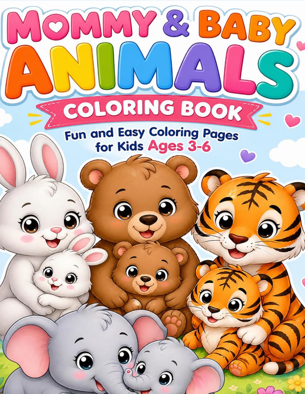 Mommy & Baby Animals Coloring Book: Fun and Easy Coloring Pages for Kids Ages 3-6