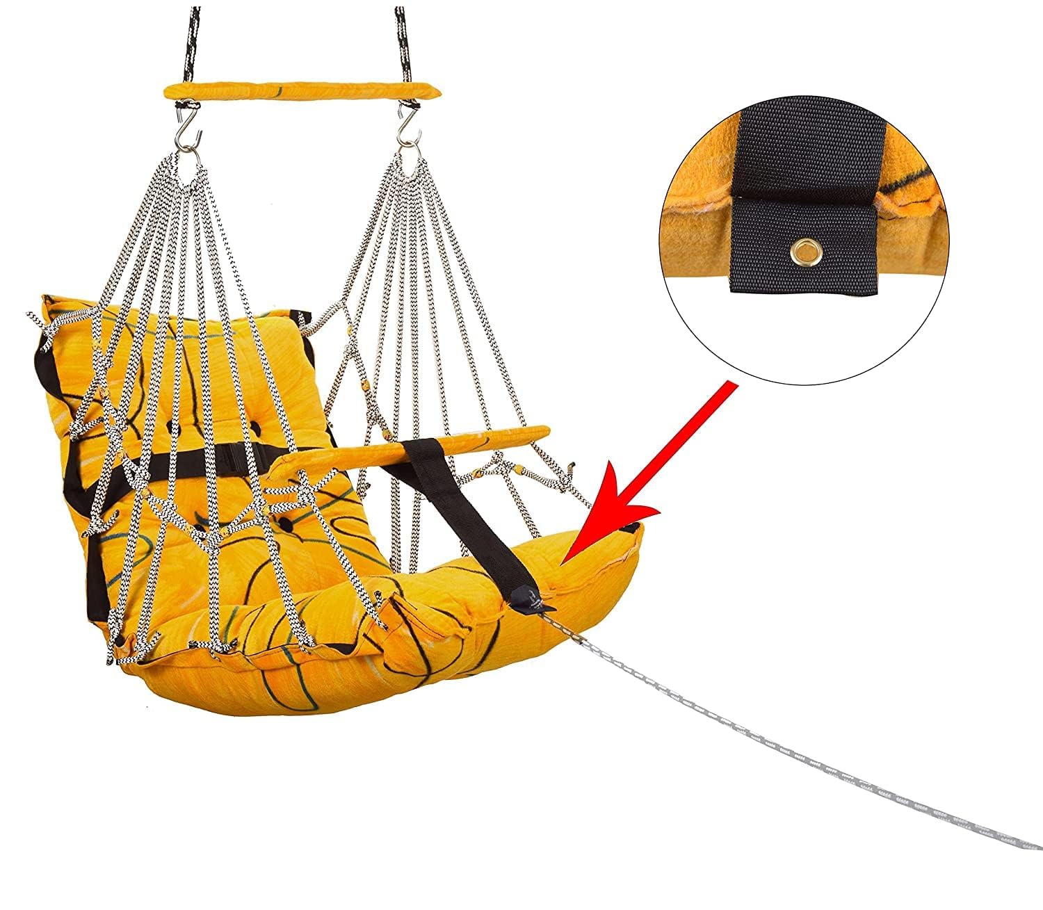 Kruvis Cotton Swing Jhulla for Kids & Babies | Folding & Washable Baby Jhula with Safety Belt | Indoor & Outdoor Hanging Swing for Toddlers (1-5 Years) | Multi-Color & Multi-Design (40 CM) - Image 5 thumbnail