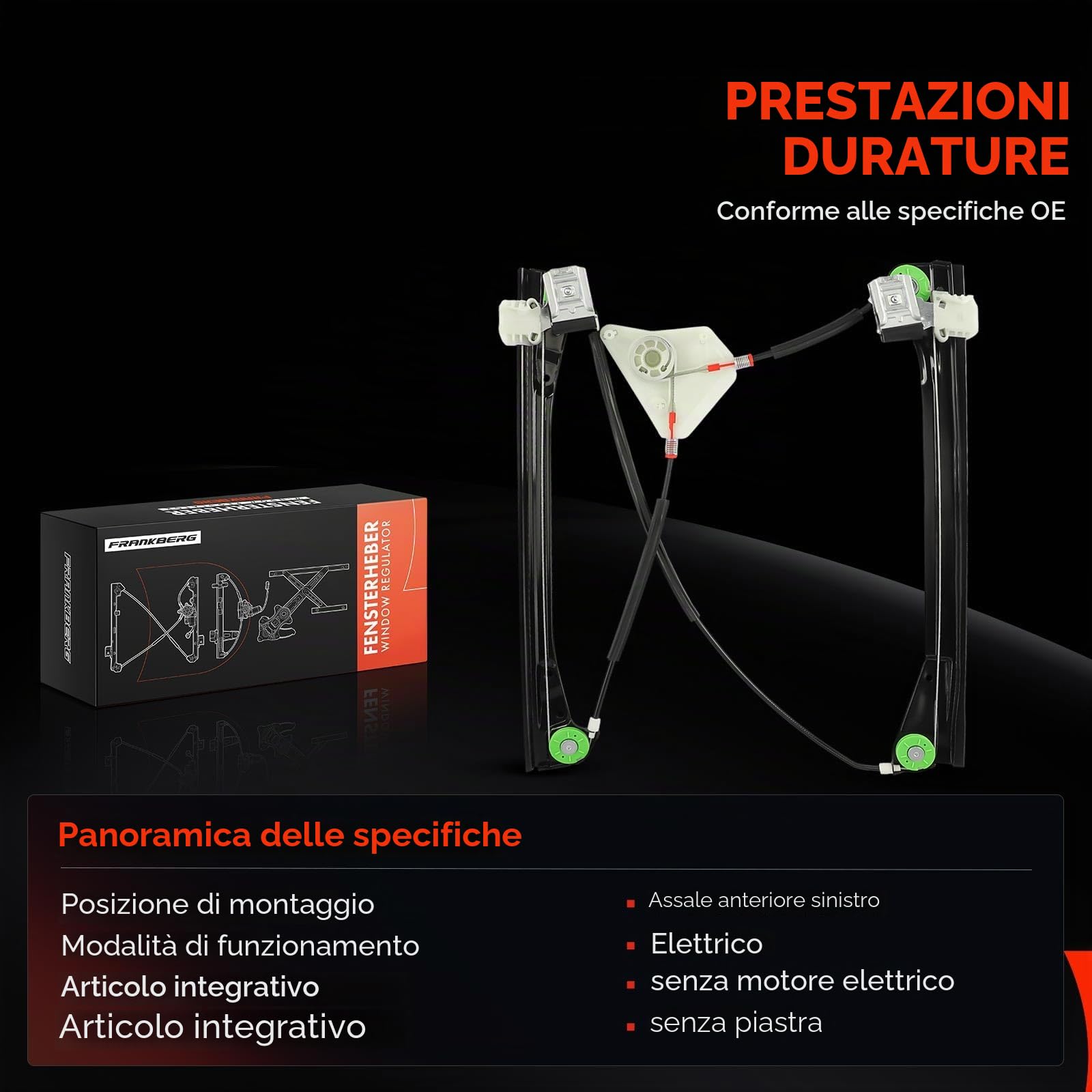 Frankberg Alzacristallo senza motore 4/5 porte anteriore sinistro | senza motore, 4/5 porte, davanti, Sinistra, 6Q4837461; 6Q4837461; Compatibile con: Polo 9N_, polo 9N