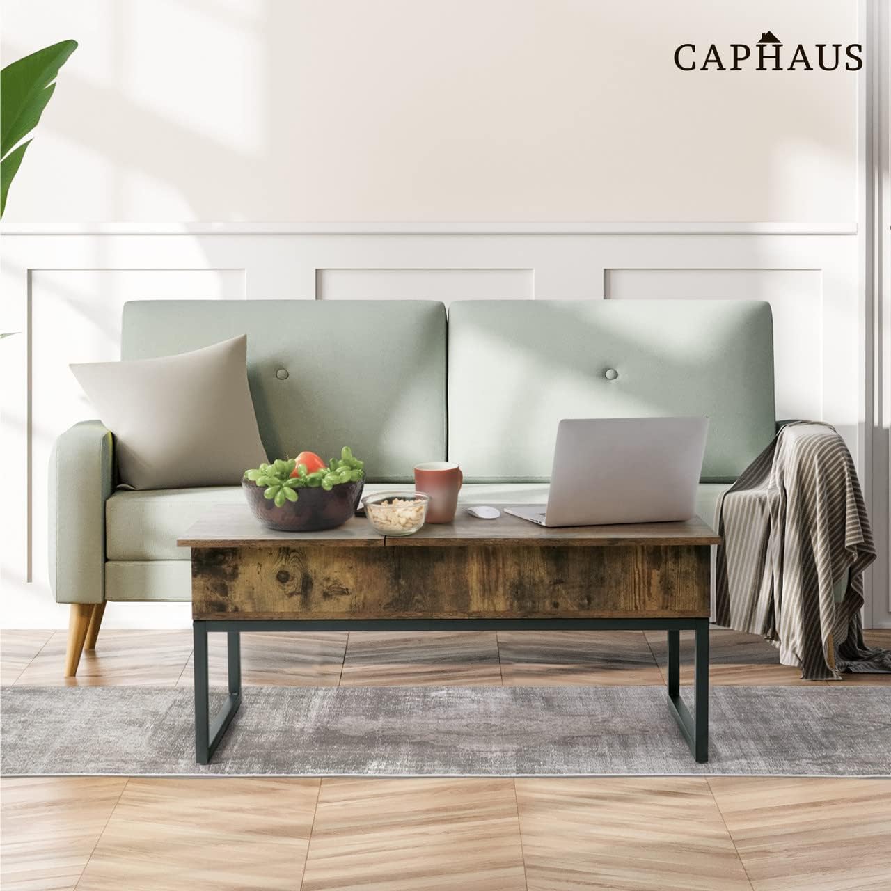 CAPHAUS Lift Top Coffee Table w/Sliding Drawer, Rising Tabletop Coffee Table w/Hidden Storage & Sliding Drawer, Storage Coffee Table w/Lift & Sliding Tabletop for Living Room, 41" Espresso