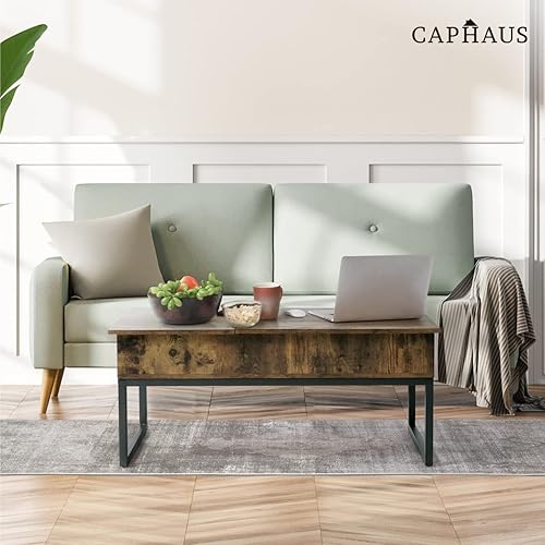 Miniatura 2 de CAPHAUS Mesa de centro elevable con compartimento oculto y cajón deslizante, mesa elevadora para almacenamiento de sala de estar, 41 pulgadas,