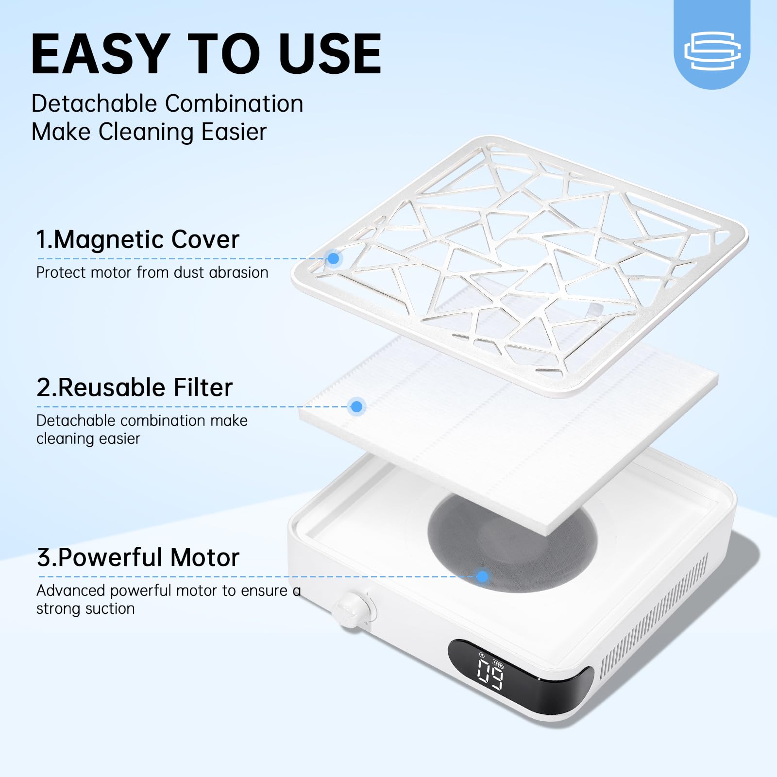 Nail Dust Collector Vacuum for Acrylic Nail Filing and Polishing