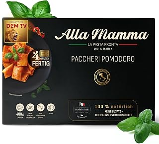 Alla Mamma Paccheri Pomodoro 400 g, Italian Ready Meal, 100% Natural & Authentic Pa…