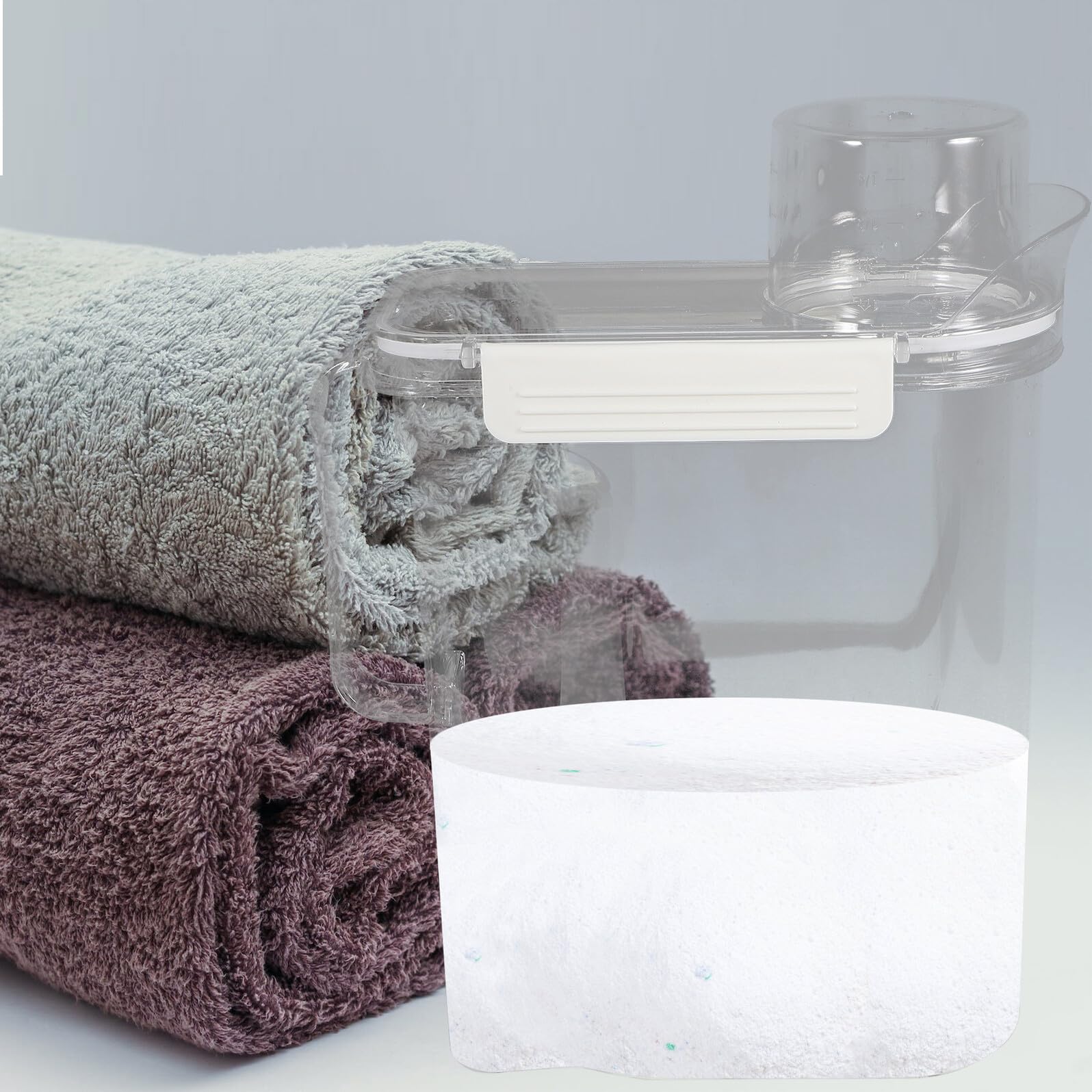 WOONEKY 2 Szt. Częściowy Przezroczysty Pojemnik Do Przechowywania Proszku Do Prania z Uszczelnianą Pokrywą Duży Szczelny Pojemnik Detergent Prania Organizacji i Pralni