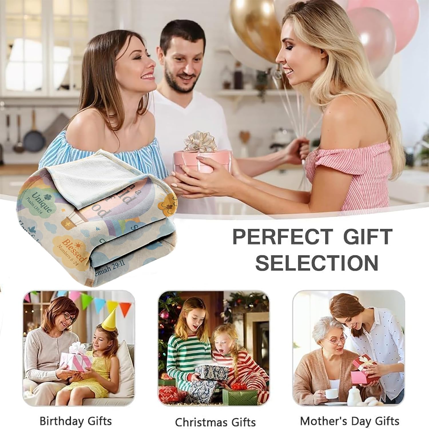 I Am a Child of God Christian Throw Blanket Gift, Inspiring Scripture Bible Verse Nursery Decor, 50'' x 60'', Baptism First Communion Confirmation Birthday Christmas Baby Shower - Image 6