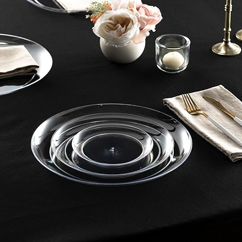 Miniatura 9 de Paquete de 40 platos principales de plástico duro desechables de 10 pulgadas, de alta calidad, pesados, transparentes, con clase, de 10 pulgadas