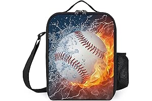 Fire Baseball Insulated Lunch Box for Girls, Boys, and Adults