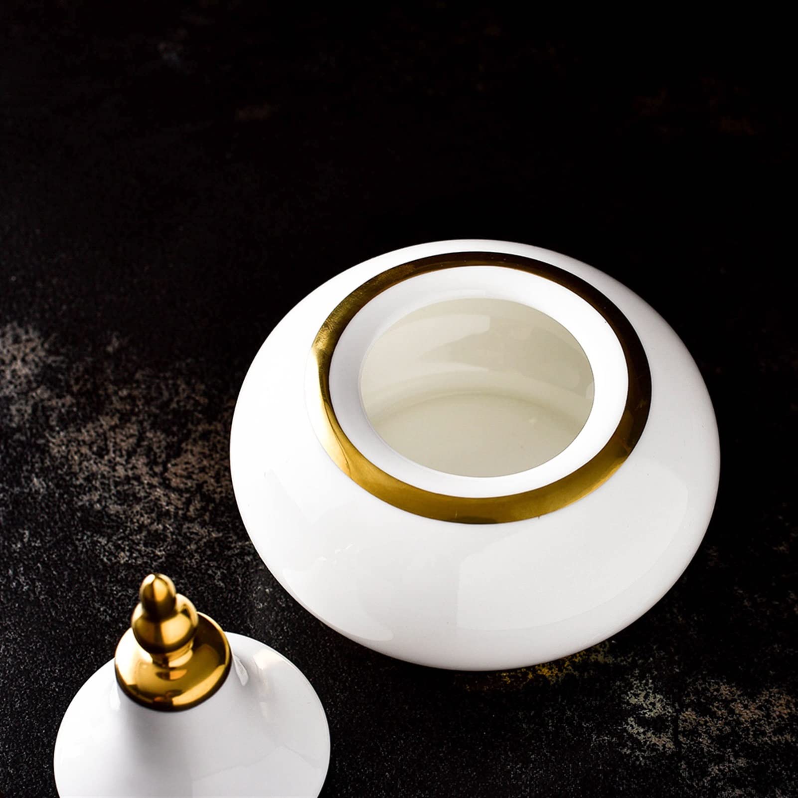 Zuccheriera Gold Line Zucchero Ciotola con coperchio Contenitore di zucchero Zucchero Barattolo di zucchero ceramico Distributore di zucchero Bone China Sucier Jar for casa e cucina Zuccheriere