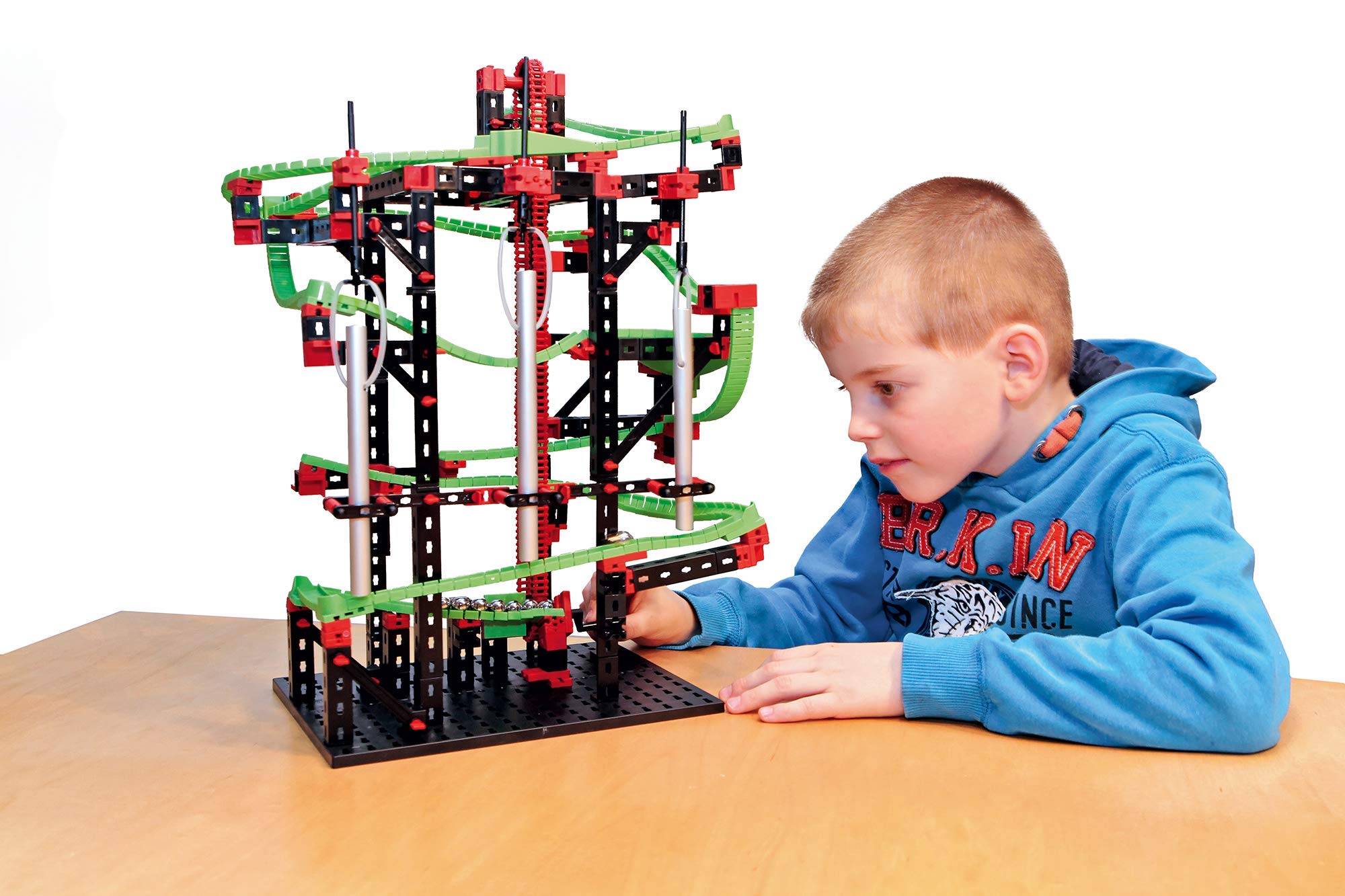 fischertechnik 533872 Kugelbahn Dynamic M – Bausatz für Kinder ab 7 Jahren, Lernspielzeug mit Flexschienen und Klangrohren, fördert technisches Verständnis