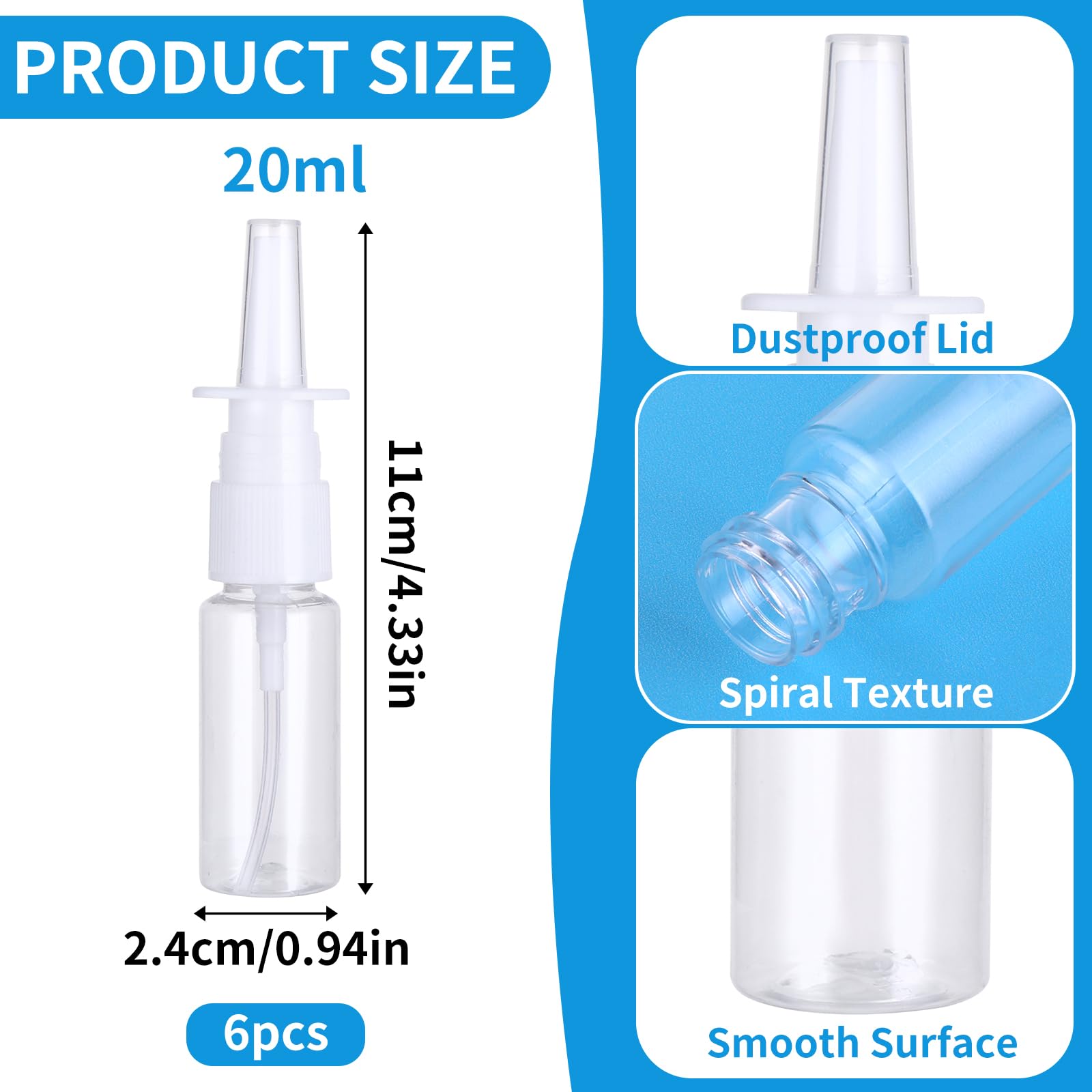 Lot De 6 Vaporisateurs Nasaux Vides - Marque - Modèle - Réutilisable