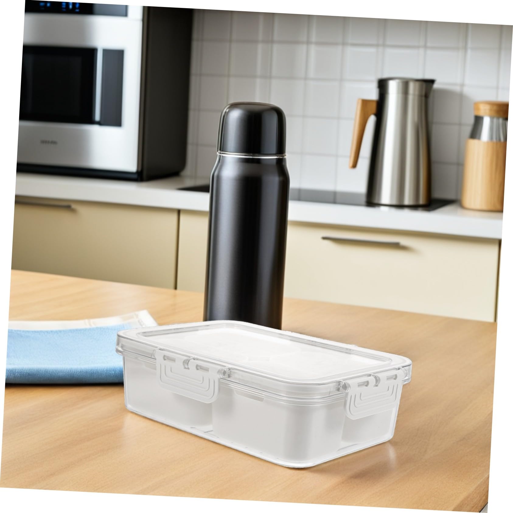 Zerodeko 2 Stücke Snackbox mit Fächern Transparenter Tragbarer Gewürz Snackbehälter mit Abnehmbarem Deckel Vielseitige Aufbewahrung für Nüsse Früchte Gewürze für Party Picknick Reise