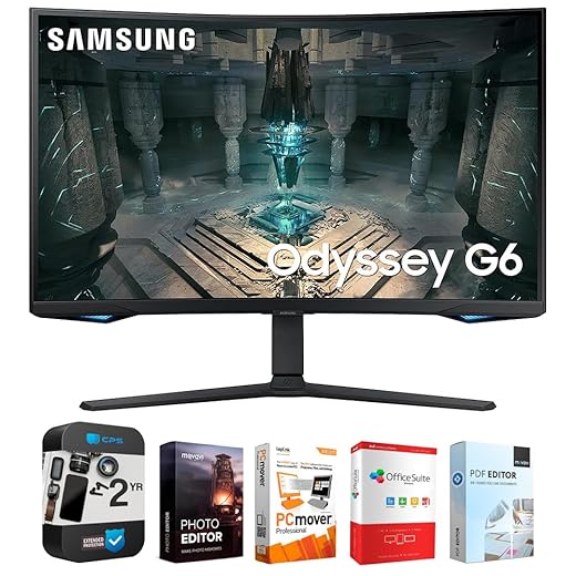SAMSUNG 32" Odyssey G65B QHD 240Hz 1ms HDR600 1000R Curved Gaming Monitor Bundle with Tech Smart USA Elite Suite 18 Standard Editing Software Bundle + 1 Year CPS Enhanced Protection Pack