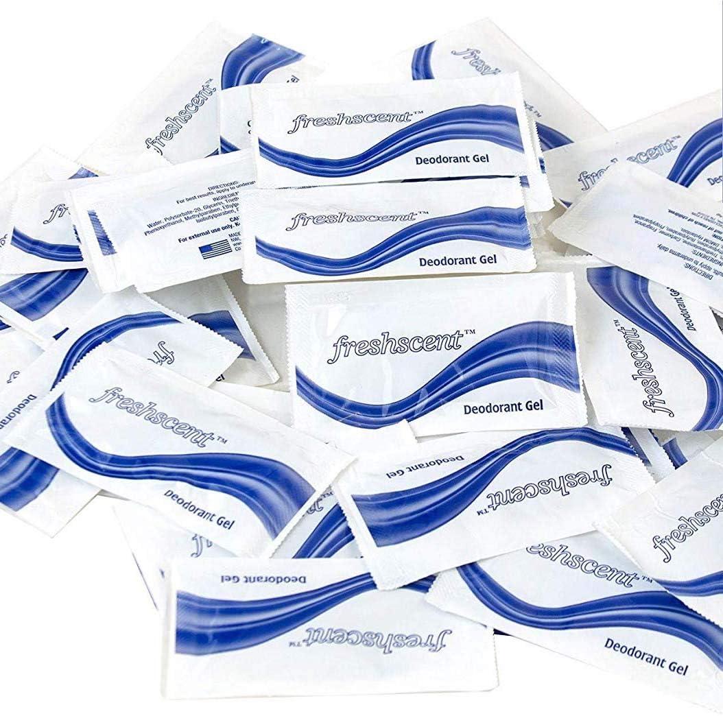 Freshscent 1000 Pieces - Wholesale 0.12 oz Bulk Deodorant Gel Packets - Travel Size Hotel Toiletries, Individually Wrapped, Perfect for Homeless Shelters, Charities, Hotels, Gym Bathroom Essentials