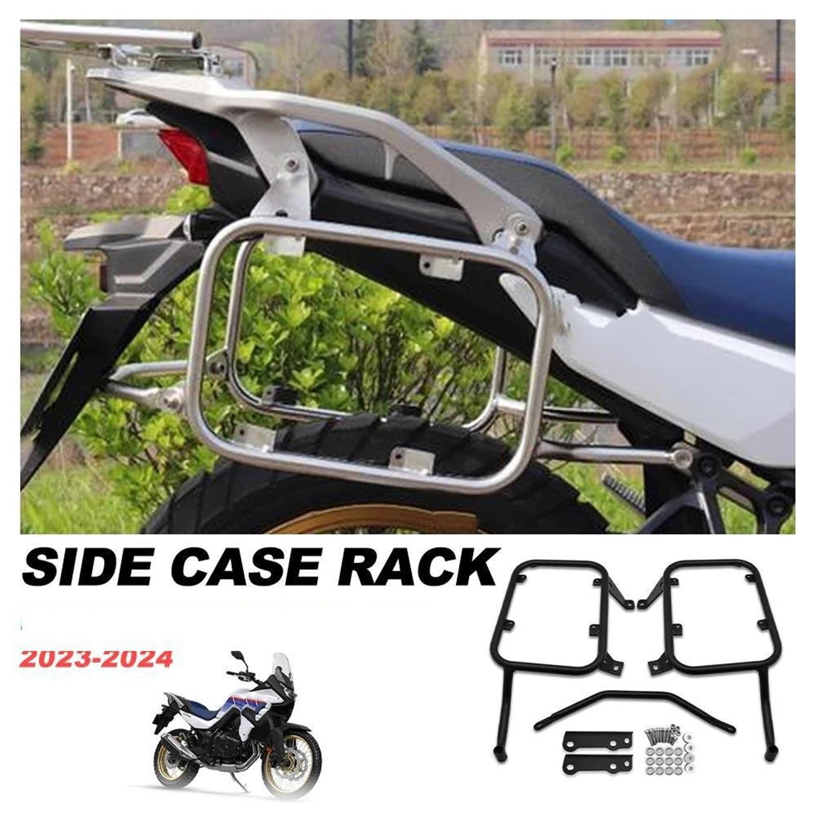 Gestell Seite Fall Rack Pannier Halter Unterstützung Motorräder Gepäck Träger Fracht Halterung Für XL750 Für Transalp 2023 2024(Schwarz)