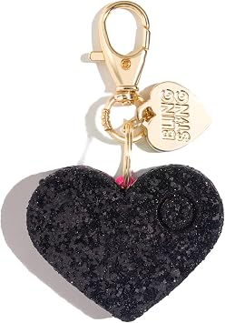 BlingSting Personal Safety Alarm for Women - Ahh!-larm! Emergency Self-Defense Security Alarm Keychain with LED Light, Purse Charm, Black Glitter Heart, one size ALBLKG