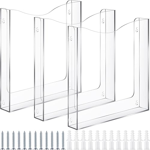 Soporte para archivos de pared, soporte de archivos acrílico, organizador vertical de archivos de pared, bolsillo transparente para colgar en la