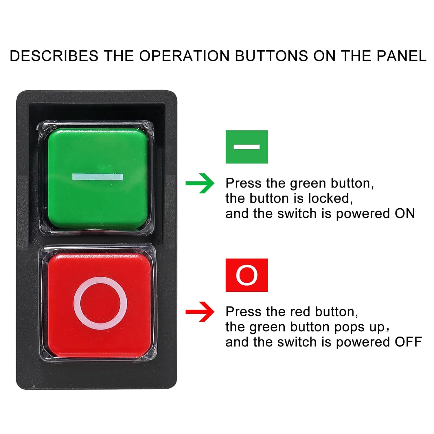 2PCS Waterproof IP55 Push Button Electromagnetic Switch 4 Pin AC250V 16A Magnetic Starter Power Tool Safety Switches for Machine Tool -5Pins