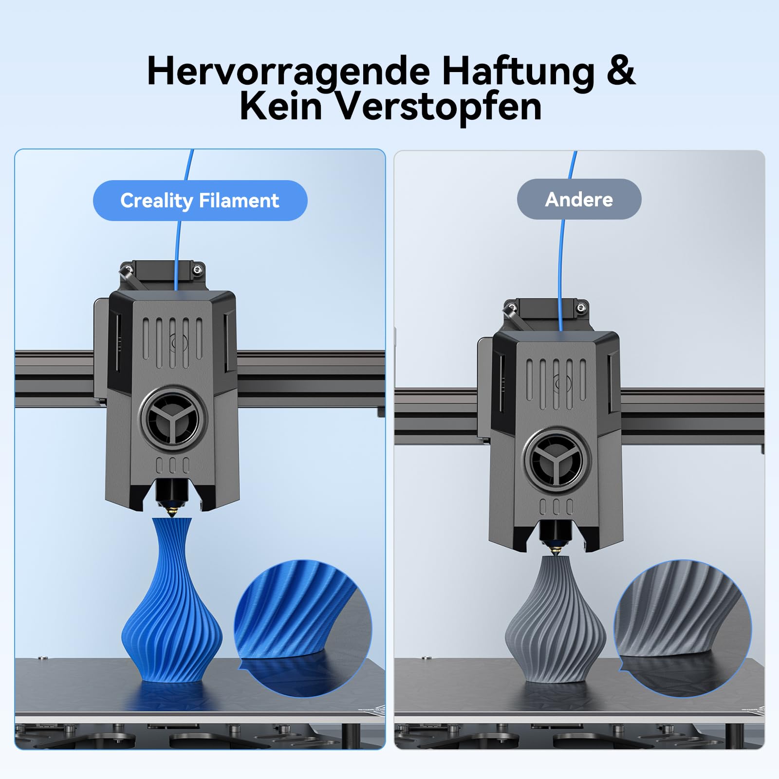 Creality Ender PLA Filament 1,75mm, Schwarz & Weiß, 2er-Pack 1kg Spulen, Maßgenauigkeit ±0,03mm, PLA Filament für 3D-Drucker, kompatibel mit FFF Druckern, hohe Druckqualität