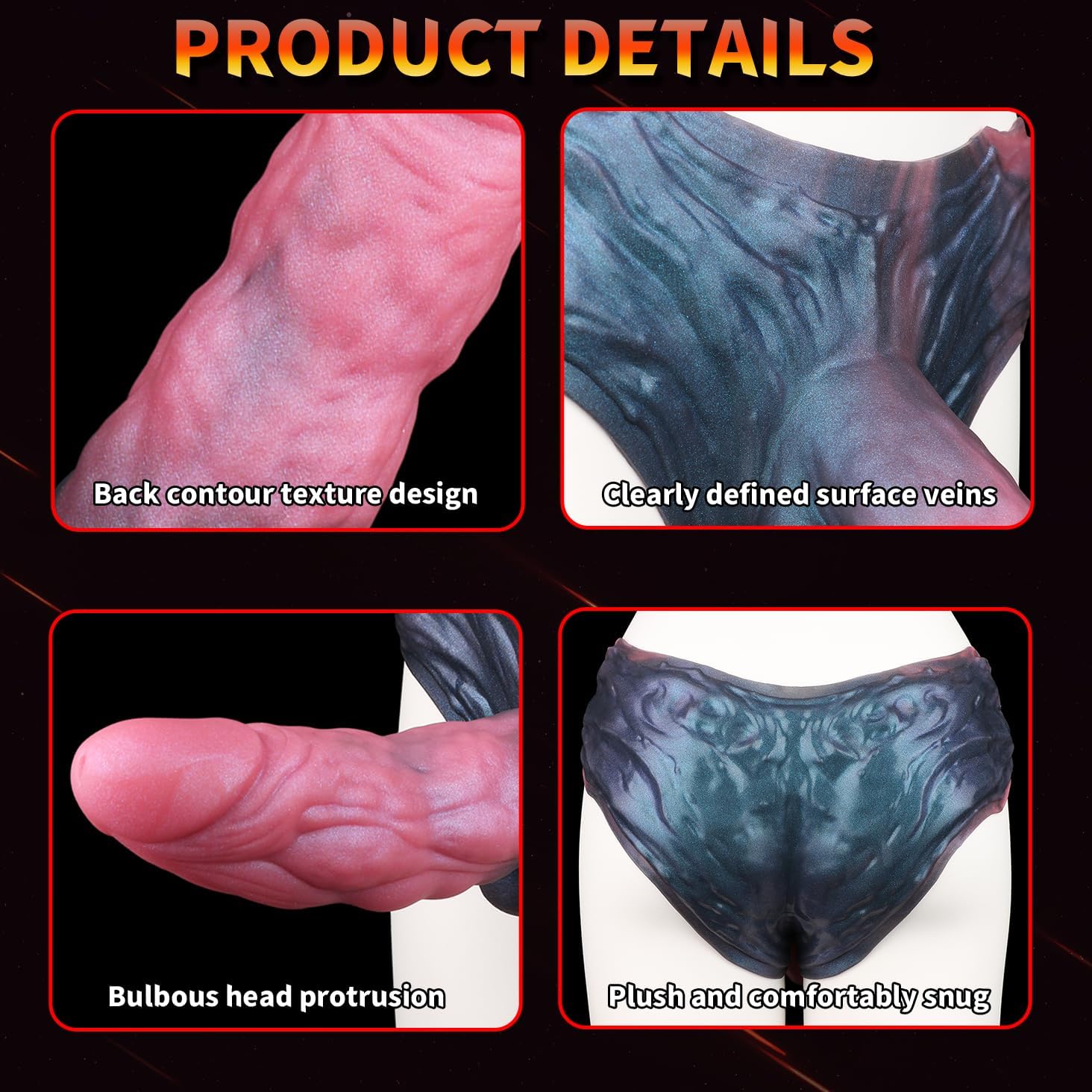 Soft Silicone Monster Strapless Harness Dildo with Textures, Reusable Wearable Wearable Dildo Panty with 8.66in Penis Sleeve Adult Sex Toy for Man Woman