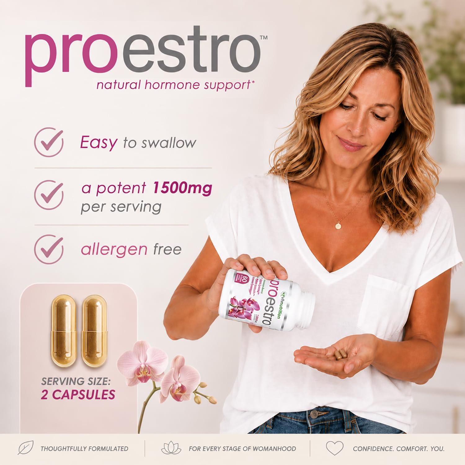 VH Nutrition PROESTRO | Estrogen Support* Supplement for Women | Extra Strength Hormone Balance* for Her | 60 Capsules in Easy to Swallow Pills — Amazon image 3