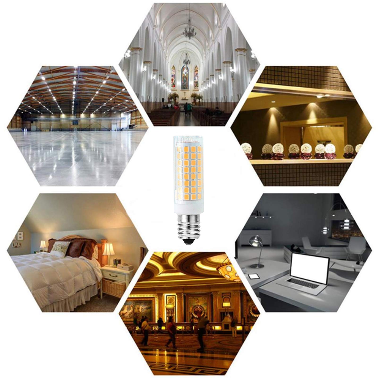 Żarówka LED E14 10W E14 Basic Zimna biel 6500K Kukurydza Żyrandol Wentylator sufitowy, 102 LED 2835 SMD, możliwość ściemniania, opakowanie 6 sztuk