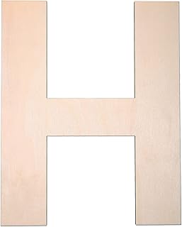 12 Inch Wooden Letter H, 1/4 Inch Thick Large Unfinished Wood Letter for DIY Crafts Home Wall Decor