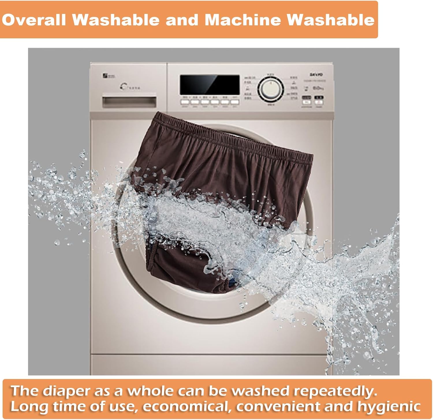 Adult Cloth Diaper, Soft Cloth Diapers Nappy Care Incontinence Care Panties, Reusable Cloth Diaper Cover Washable Underwear, Adult Reusable Pure Cotton Diapers,4 Pieces,3XL