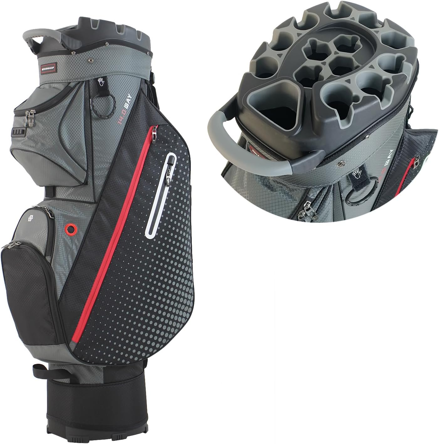 Golf Cart Bag with 14 Way Full Length Dividers, Club Organizer with Lock System,with Hanlde and rain Cover for Man