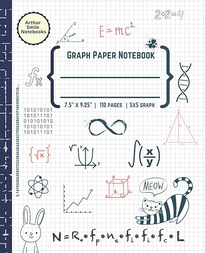 Graph Paper Composition Notebook 5x5: 5 squares per inch, 7.5" x 9.25", 110 pages Math and Science Composition Notebook for Students | Arthur Smile Notebooks