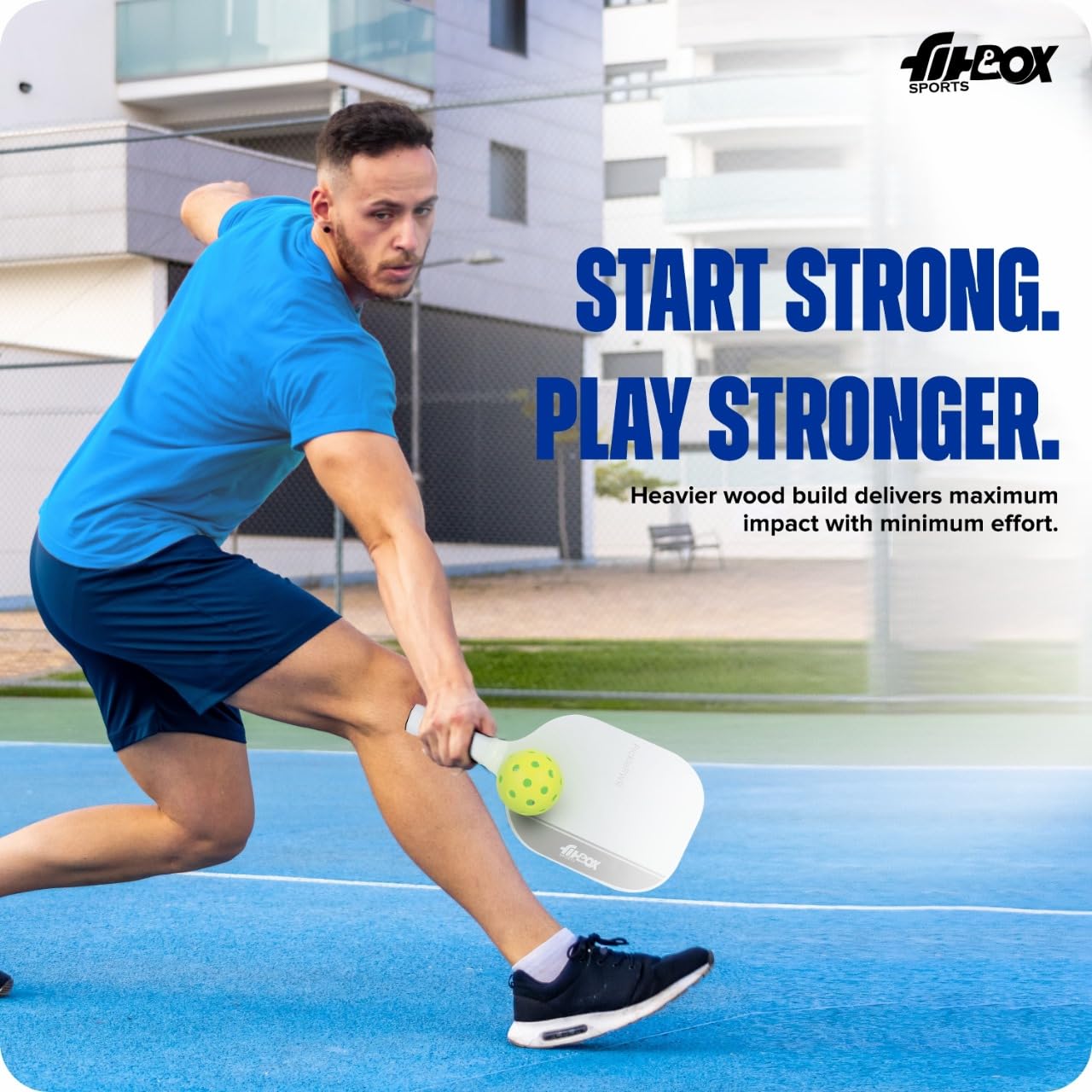 FitBox Sports PicklePWR Pickleball Paddles Set β High-Performance Premium Boarded Composite Surface with Cushion Grip | Ideal for All Skill Levels | Includes Protective Cover & 3 Balls - Offwhite 1
