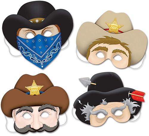 Beistle Máscaras occidentales, 4 unidades