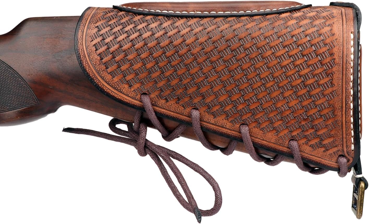 TOURBON Vintage Leather No Drill Cheek Rest Buttstock Protective Pouch, Hunting Shooting Recoil Pad with Rifle Shotgun Shell Ammo Holder