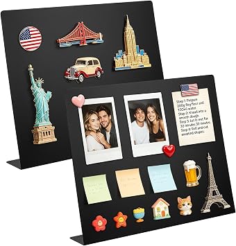 2 Pack Magnet Board,16.2" x 13" Magnetic Board,Metal Magnetic Bulletin Board,Magnet Display Stand for Home,School,Kitchen,Office