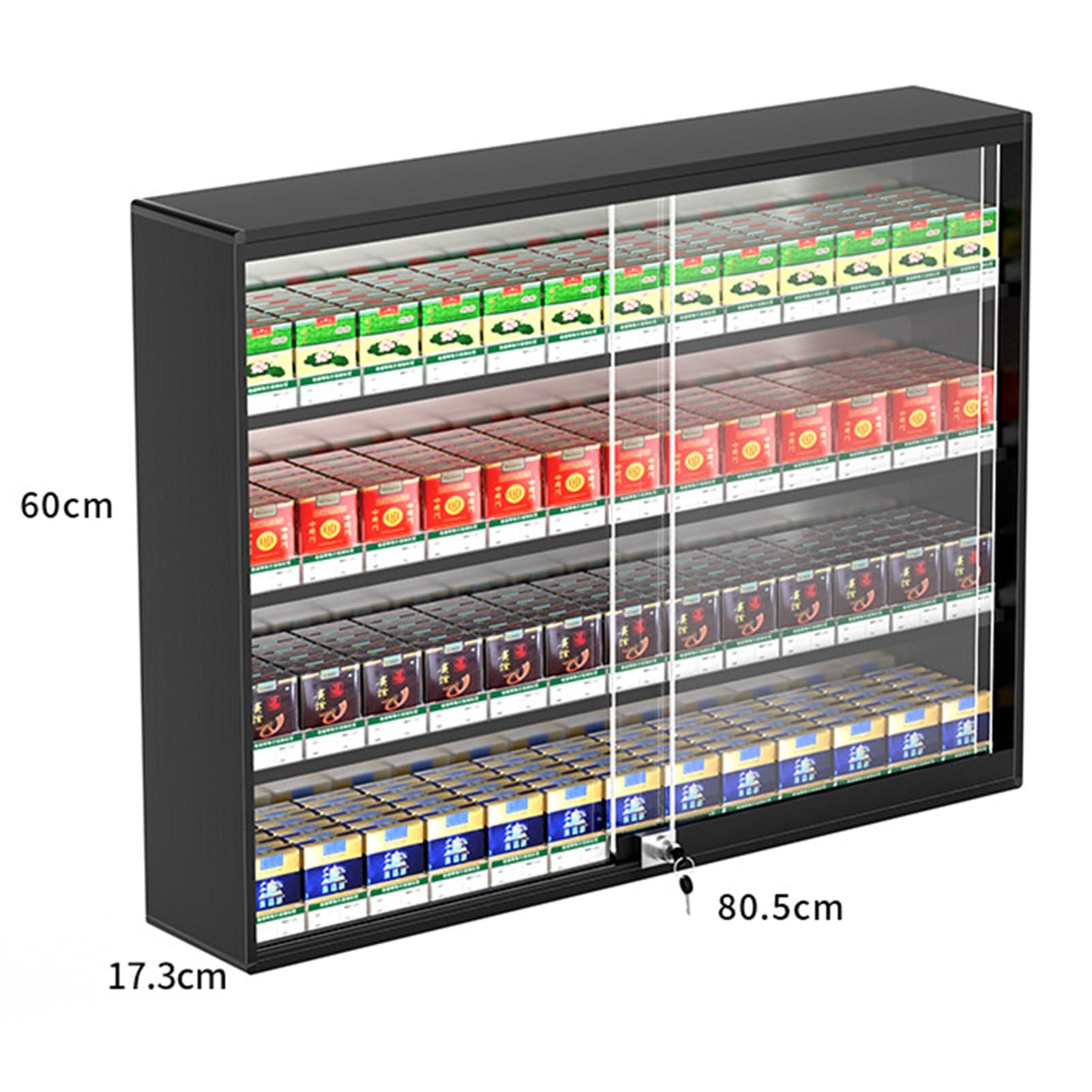 Expositor de cigarrillos, estantes de exhibición para tiendas minoristas, supermercados y mercados, vitrina de exhibición de cigarrillos de pared, organizador d,Black-31.69x6.81x23.62in/80.5x17.3x60CM