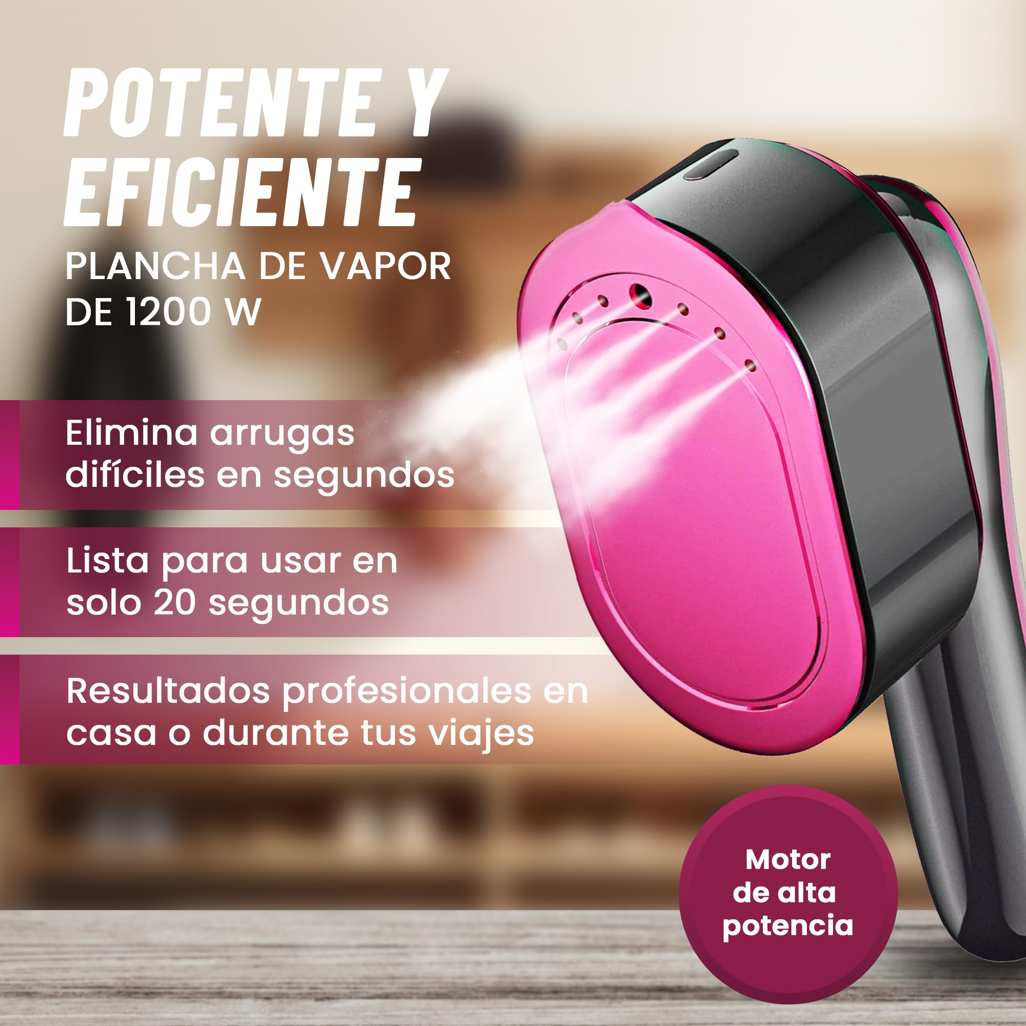ZALEZ - Plancha Vertical 2 en 1 - Plancha de Vapor Vertical 1200 W - Vaporizador de Mano para Ropa - Centro de Planchado Vertical con 4 Modos de Vapor - Ferro a Vapor Vertical - Ideal para Viaje.