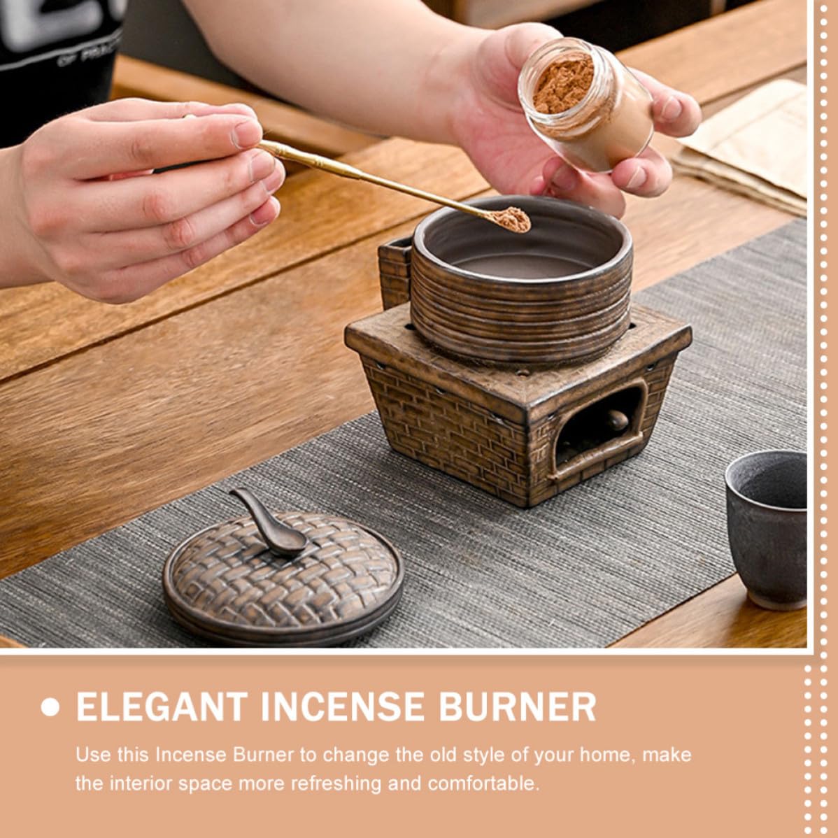 Bruciatore Incenso Ceramica Stile Antico per Casa, Decorazione | Piccolo Formato da Tavolo, Effetto Ornamentale per Cucina e Ambiente Domestico, Leggero e Delicato